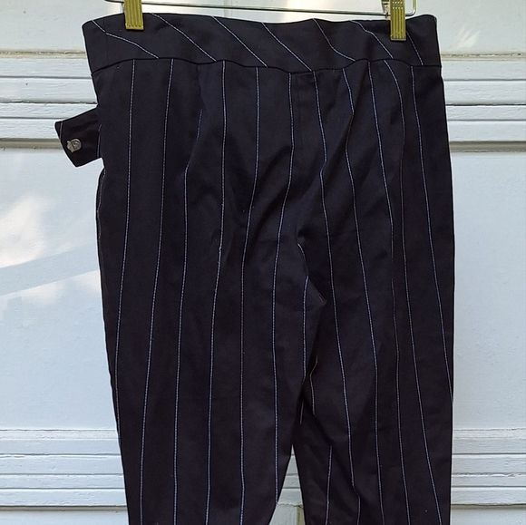 Cache Pin Stripe Low Riser Flared Leg Dressy Casual Vintage Pants Black White - Picture 12 of 12